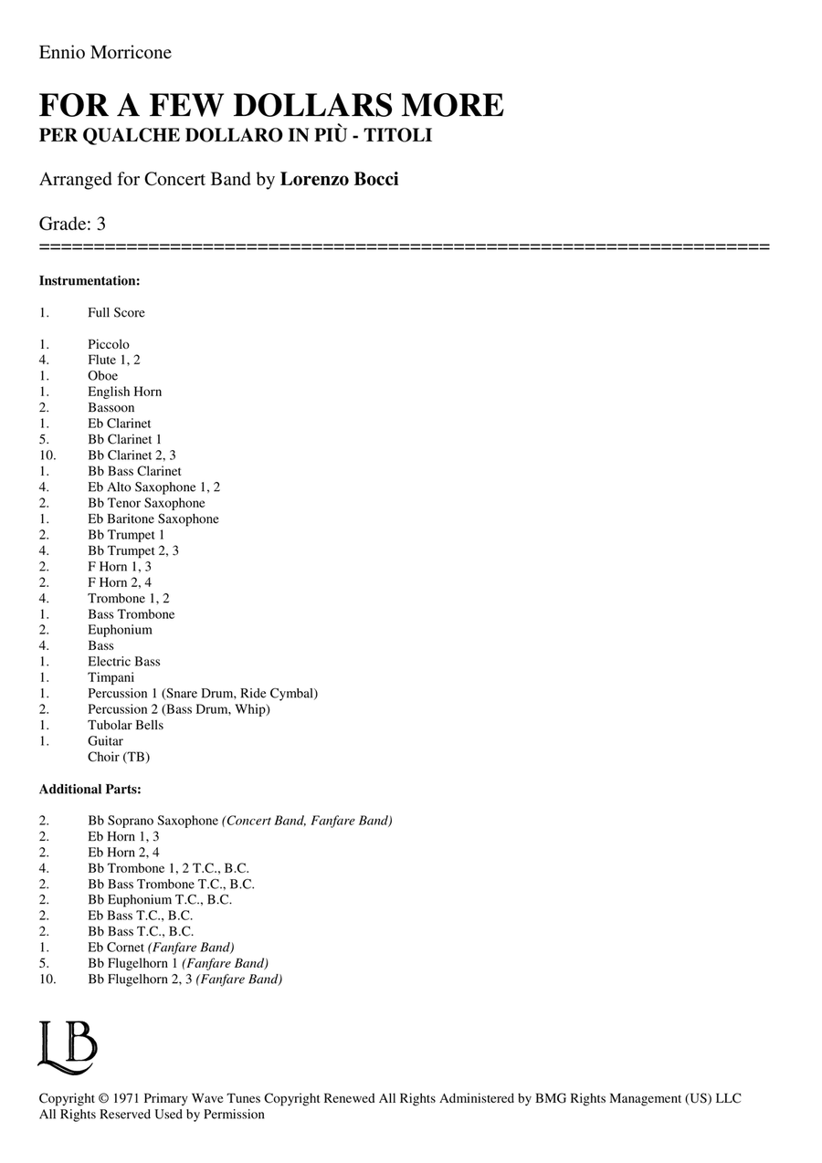 For A Few Dollars More Concert Band scores gallery preview page 2