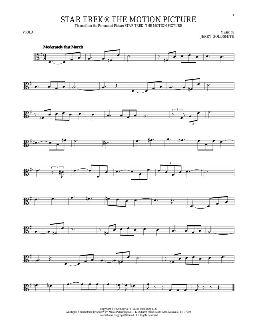Star Trek The Motion Picture Viola Solo scores gallery preview page 1