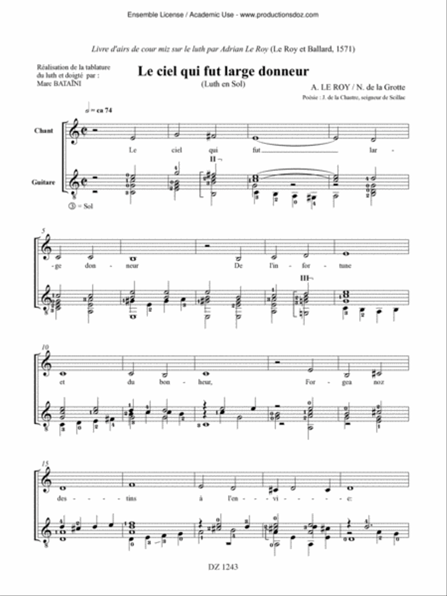 Airs de cour, vol. 1 Classical Guitar scores gallery preview page 6
