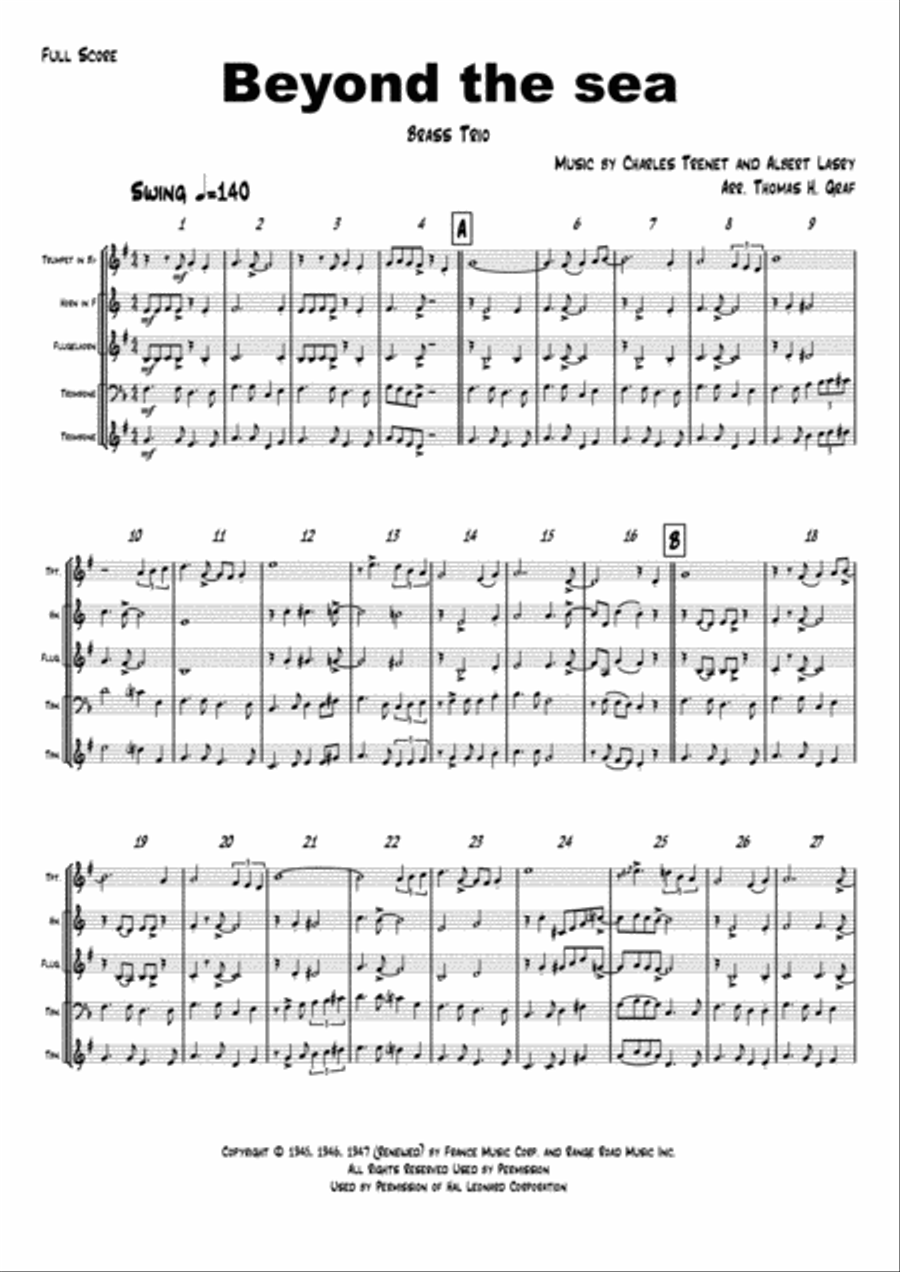 Beyond The Sea Euphonium scores gallery preview page 1