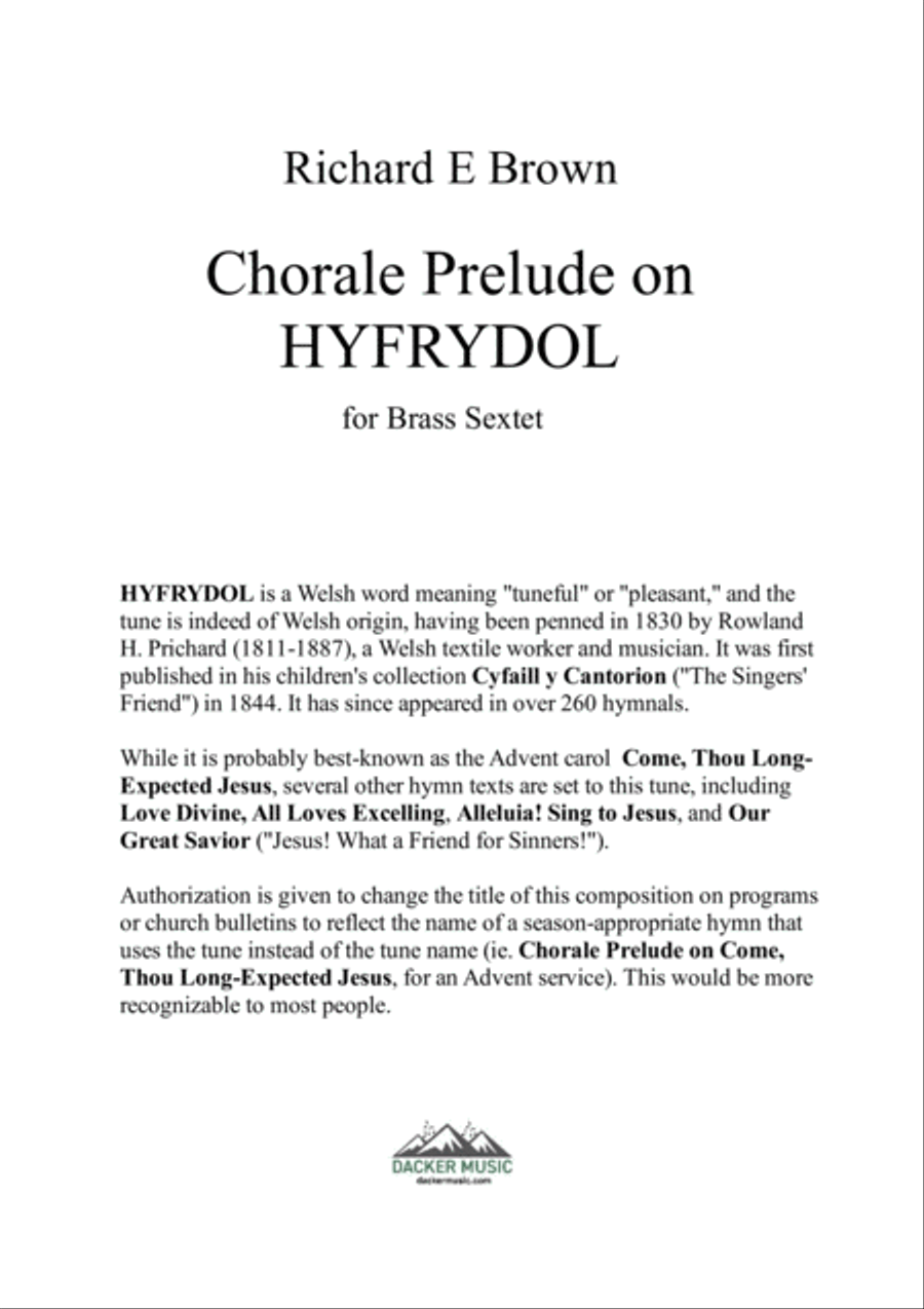 Chorale Prelude on Hyfrydol - Brass Sextet Brass Ensemble scores gallery preview page 2