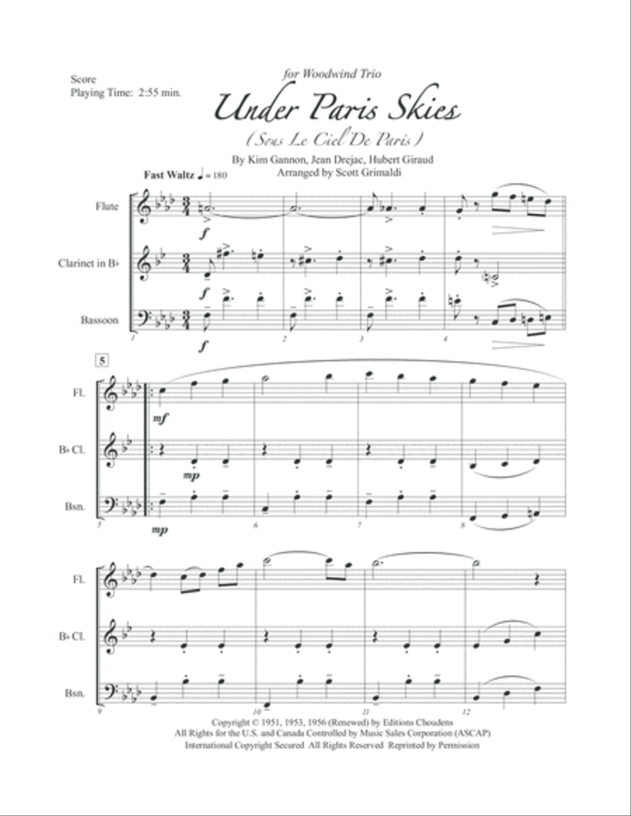 Under Paris Skies Woodwind Trio scores gallery preview page 2