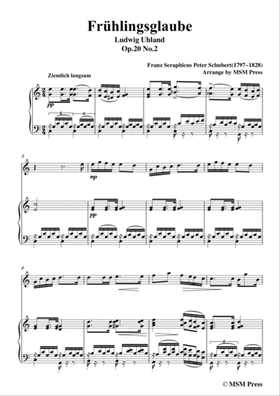 Schubert-Frühlingsglaube,for Flute and Piano Flute Solo scores gallery preview page 3
