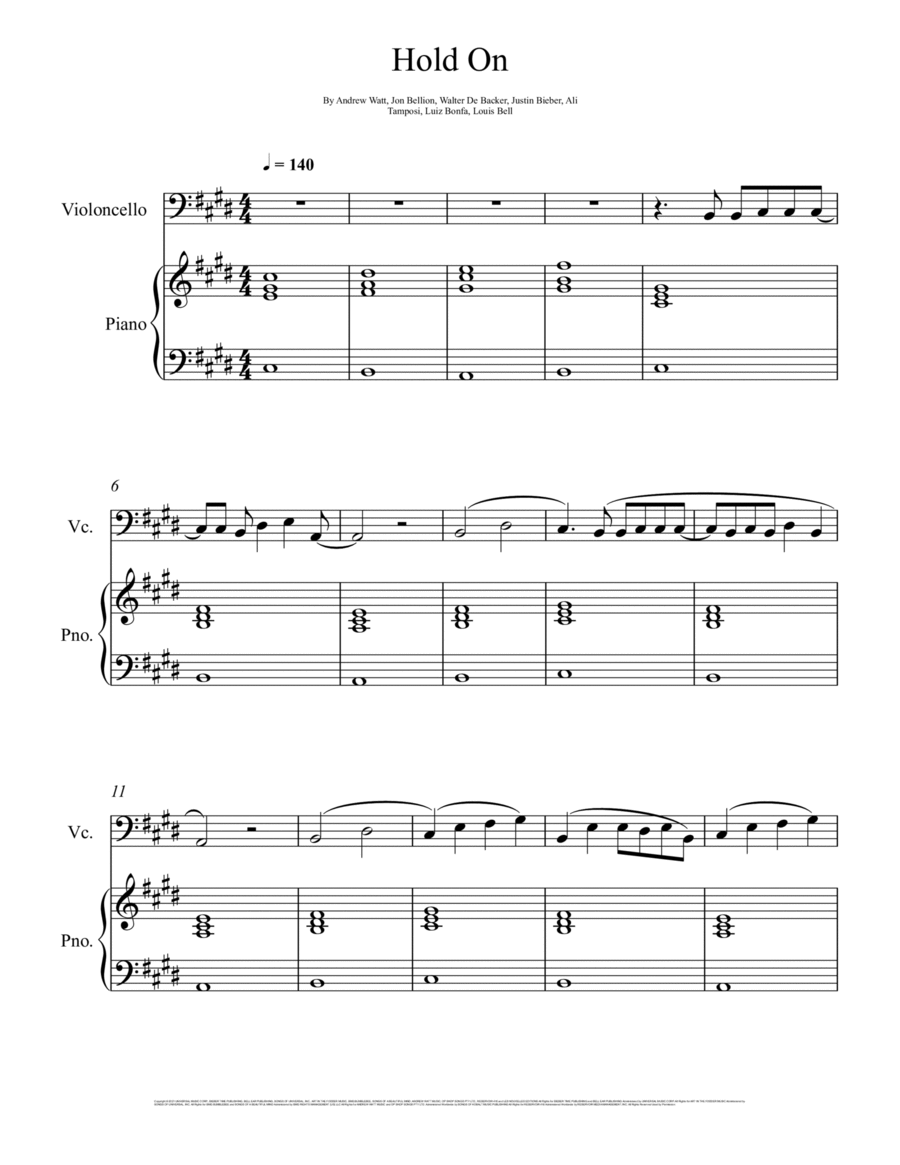 Hold On Piano scores gallery preview page 1