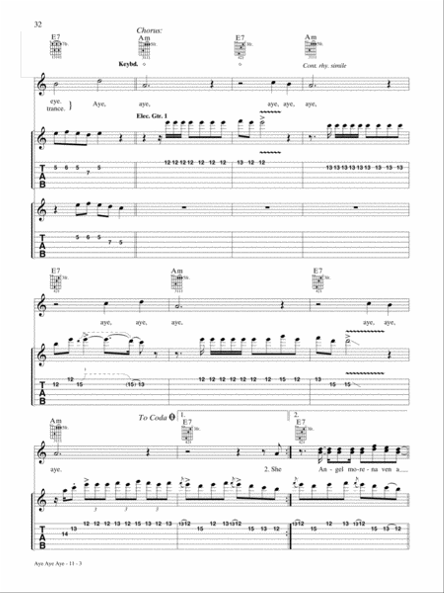 Aye, Aye, Aye Aye, Aye, Aye Guitar Tablature scores gallery preview page 3