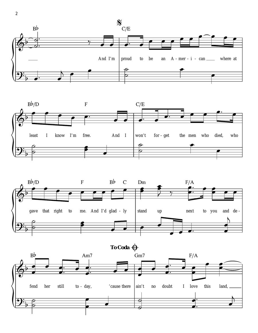 God Bless The U.S.A. God Bless The U.S.A. Easy Piano scores gallery preview page 2