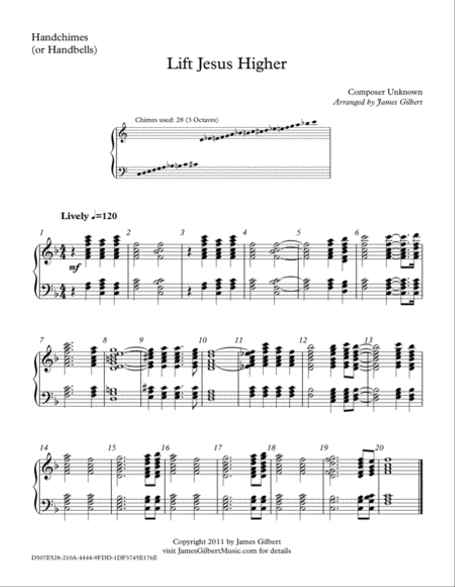 Lift Jesus Higher Handbell Choir scores gallery preview page 1