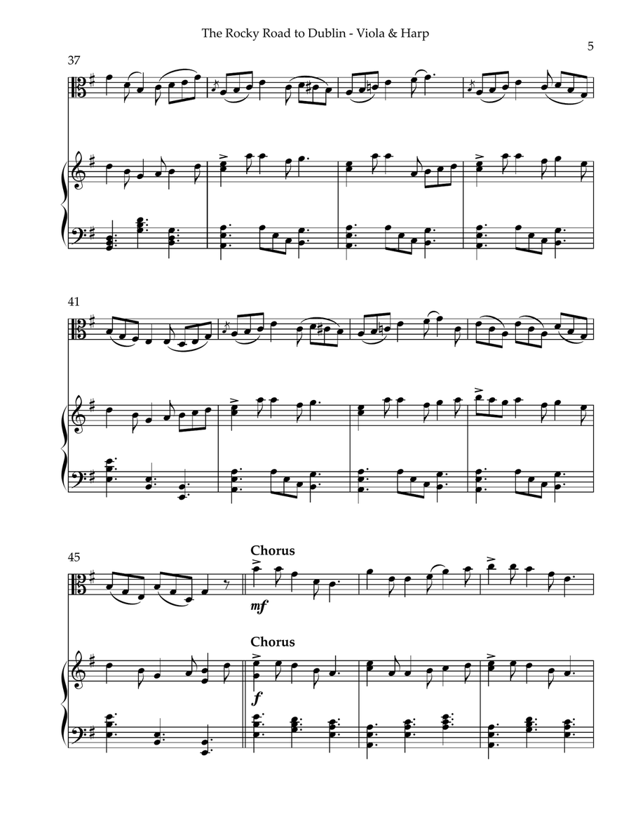 The Rocky Road to Dublin, Duet for Viola & Harp