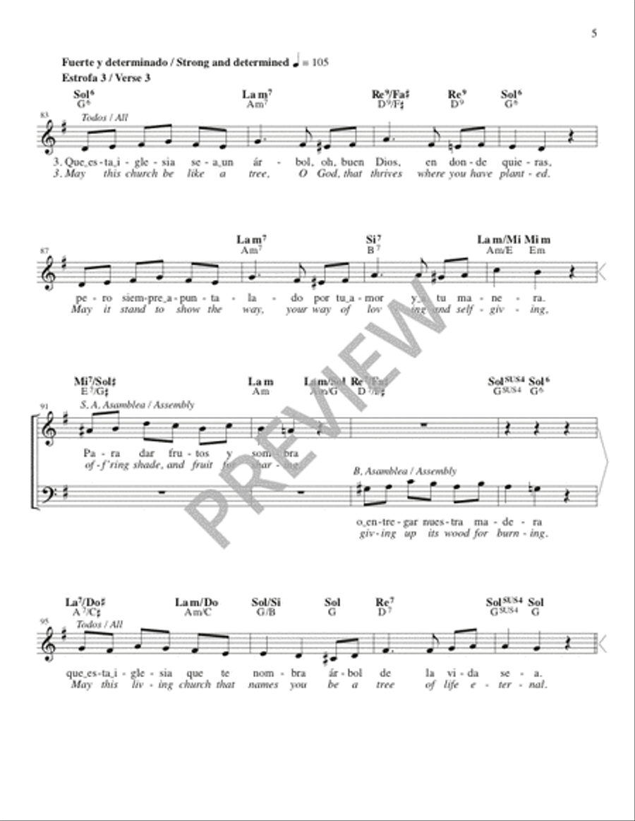 Que Esta Iglesia Sea Un Árbol / May This Church Be Like a Tree - Guitar edition Guitar scores gallery preview page 6