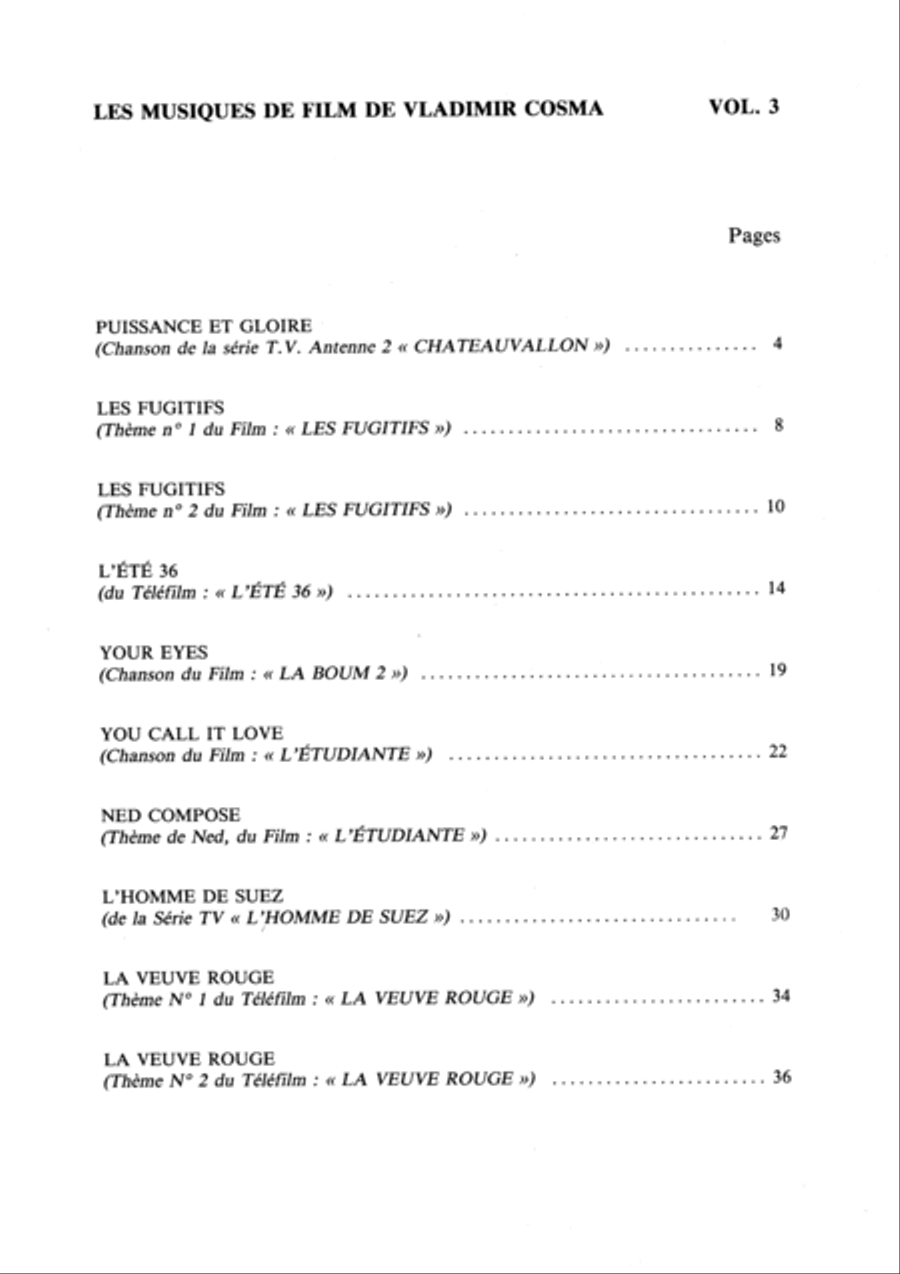 Les Musiques de film de Vladimir Cosma Vol.3 Piano Solo scores gallery preview page 2
