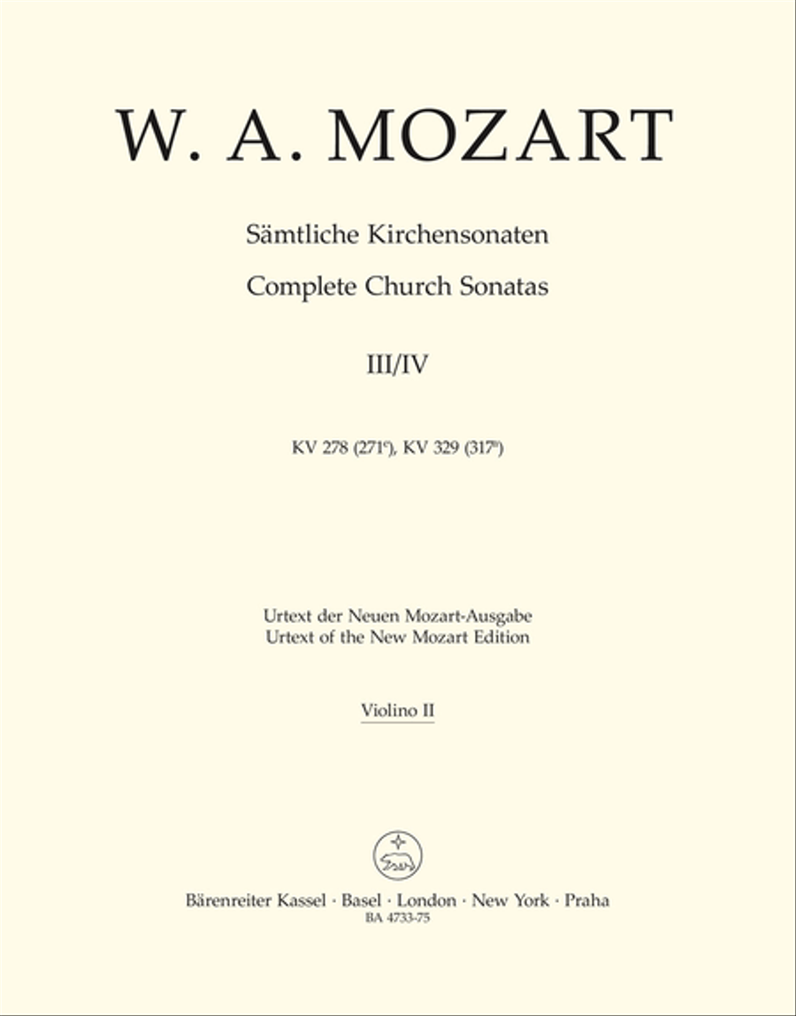 Samtliche Kirchensonaten, Heft 3/4 Violin scores gallery preview page 1