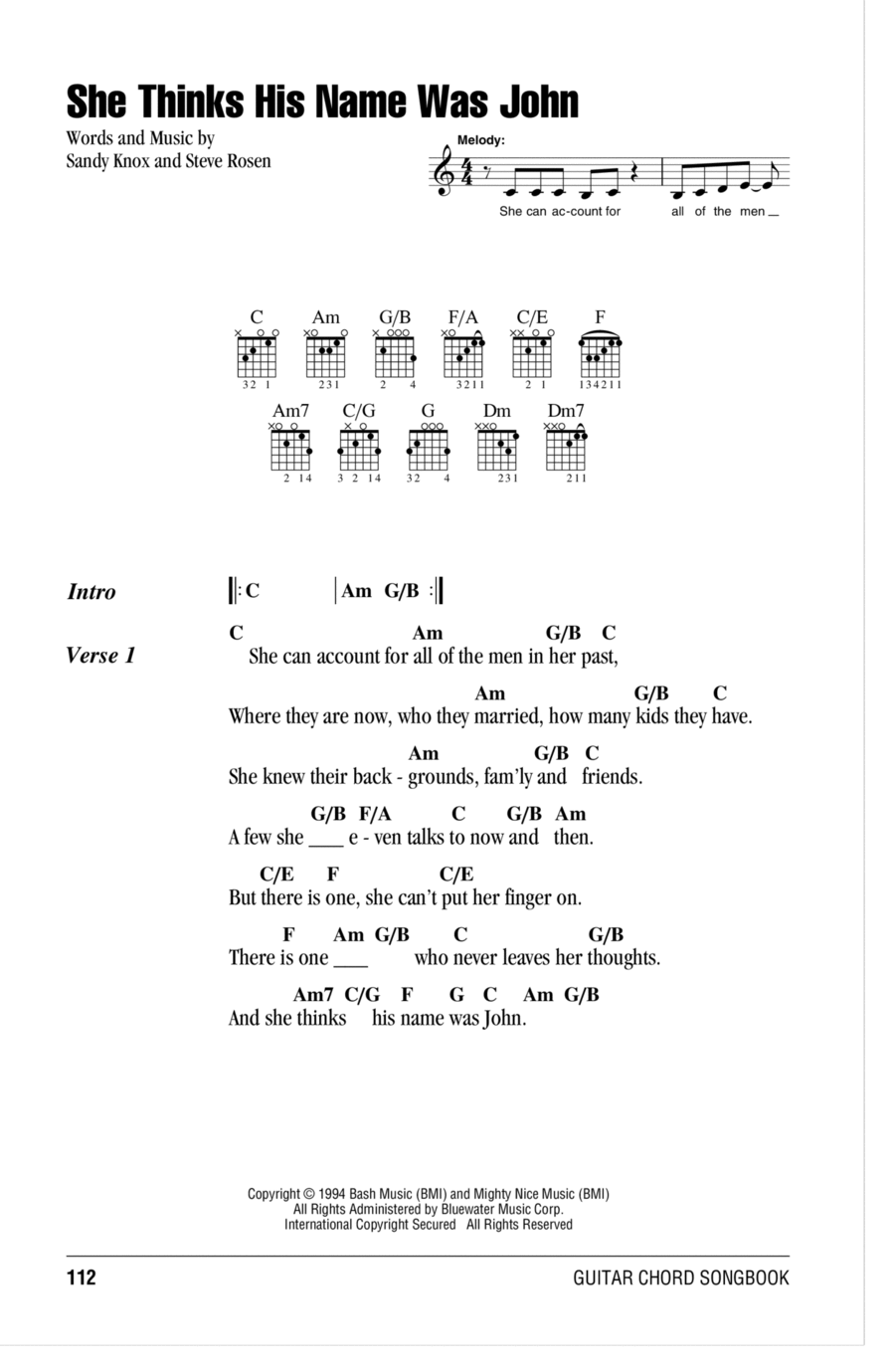 She Thinks His Name Was John Acoustic Guitar scores gallery preview page 1