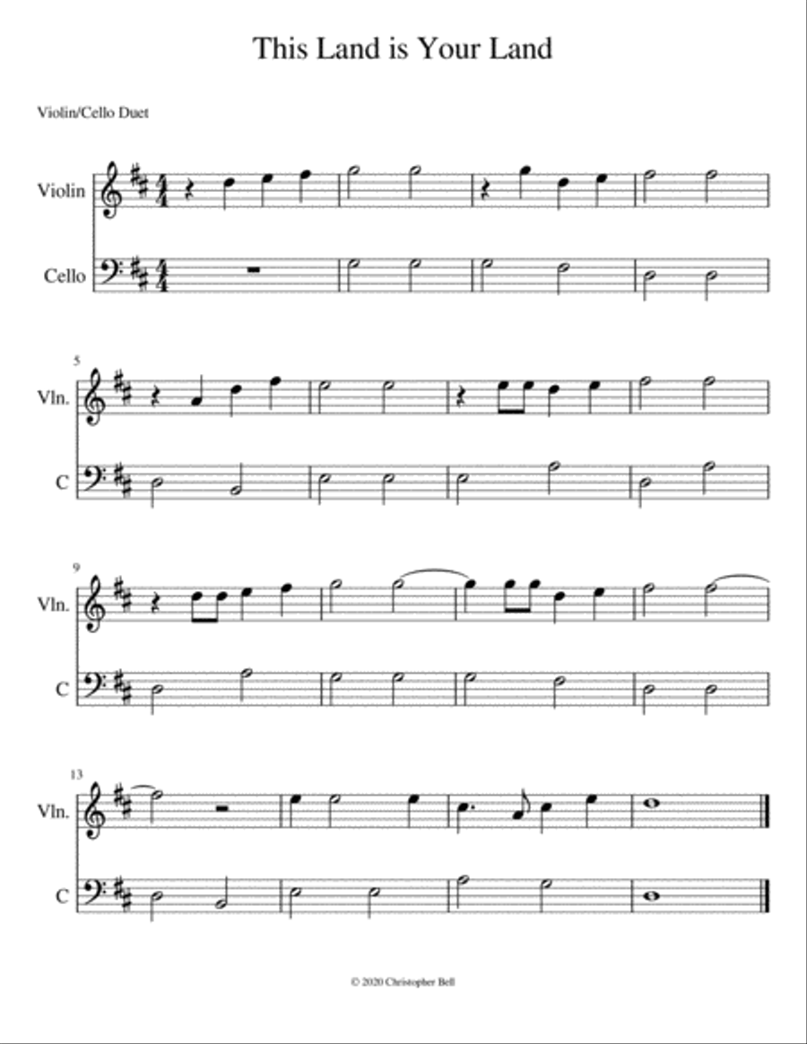 This Land Is Your Land This Land Is Your Land String Duet scores gallery preview page 1