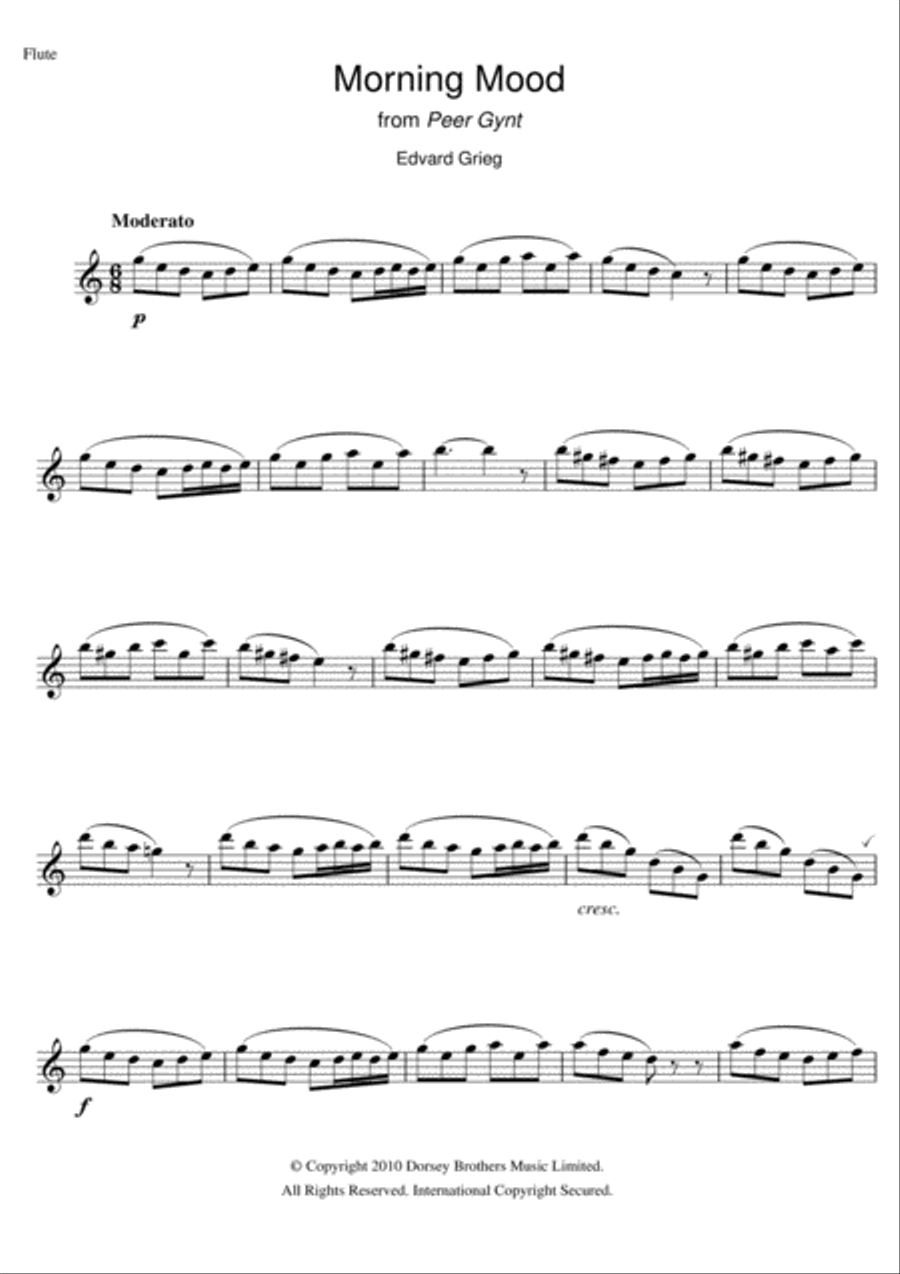 Morning (from Peer Gynt Suite No.1) Flute Solo scores gallery preview page 1