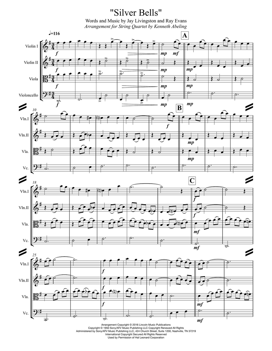Silver Bells String Quartet scores gallery preview page 2