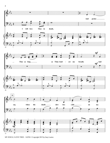 Gary Lanier: MY JESUS, I LOVE THEE (SATB Choir & Piano with Choir Part) image number null
