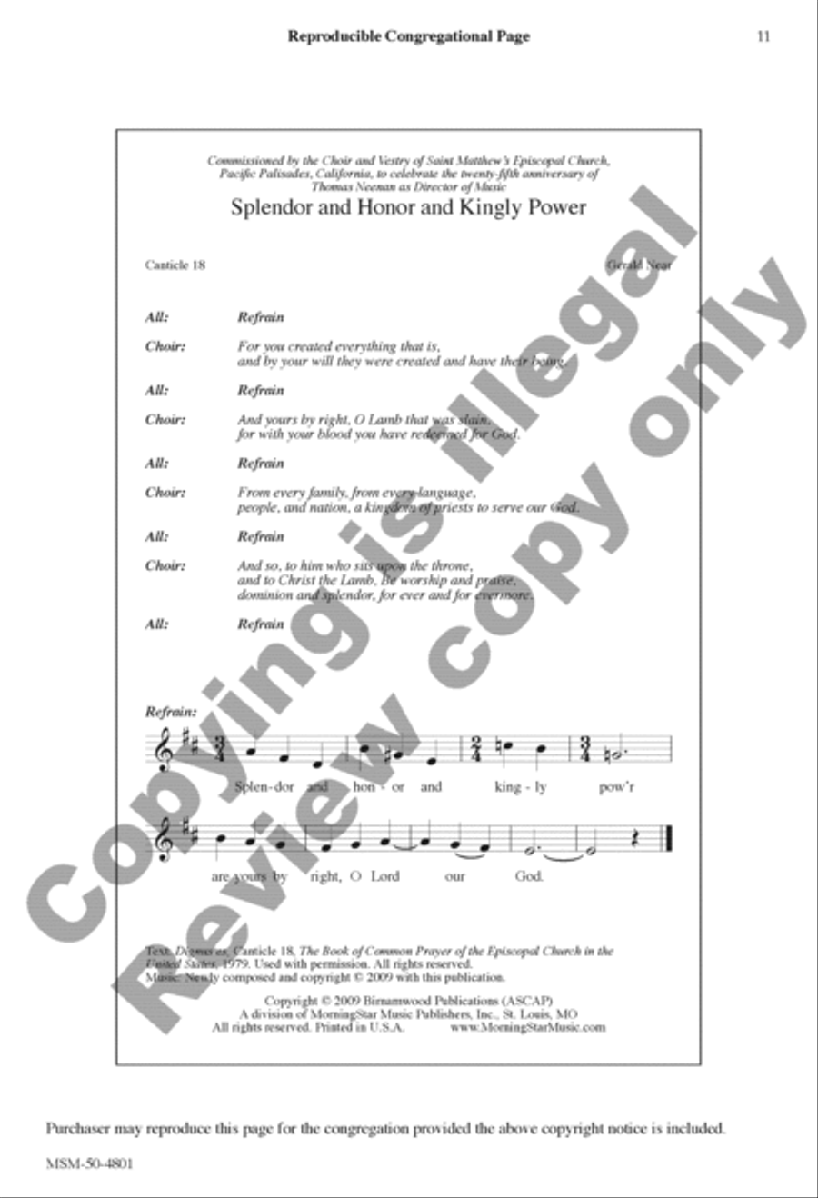 Splendor and Honor and Kingly Power 4-Part scores gallery preview page 11