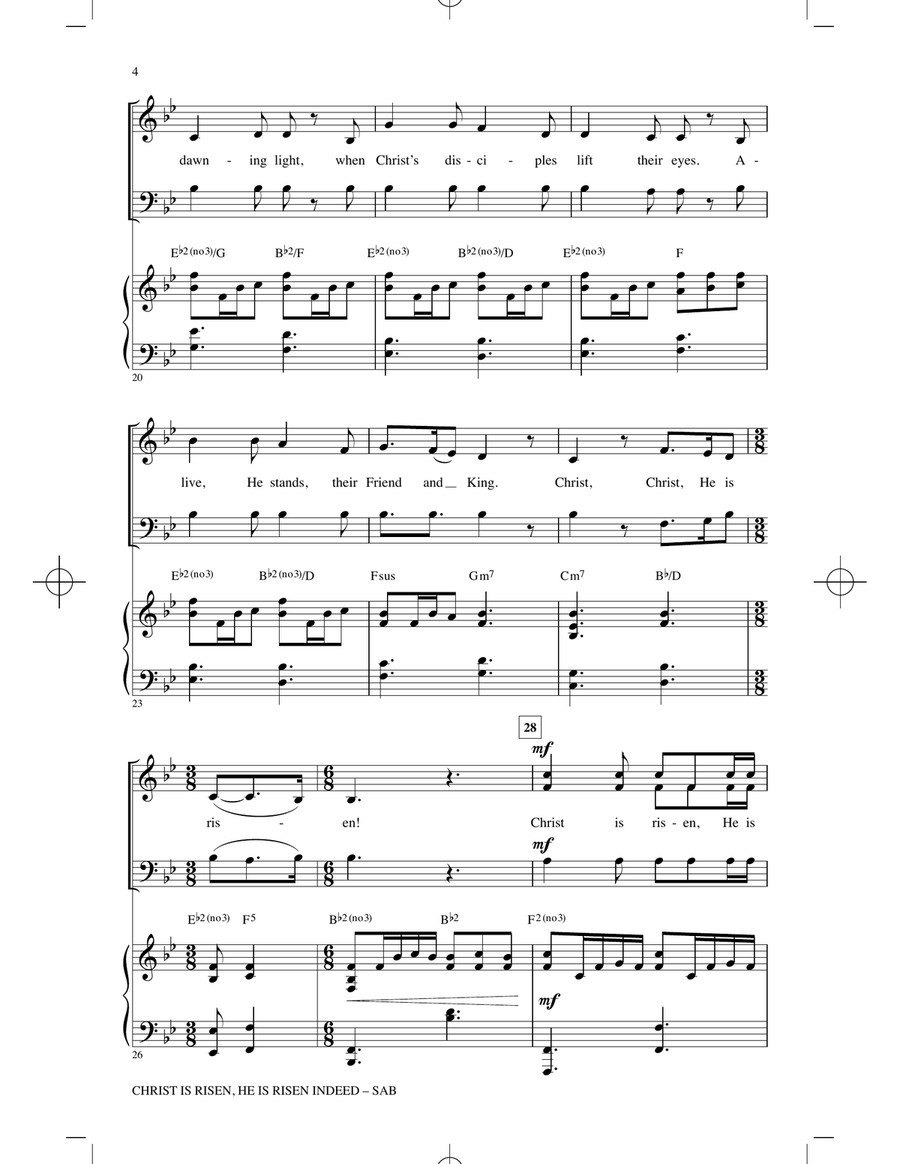 Christ Is Risen, He Is Risen Indeed (arr. James Koerts) 3-Part scores gallery preview page 3