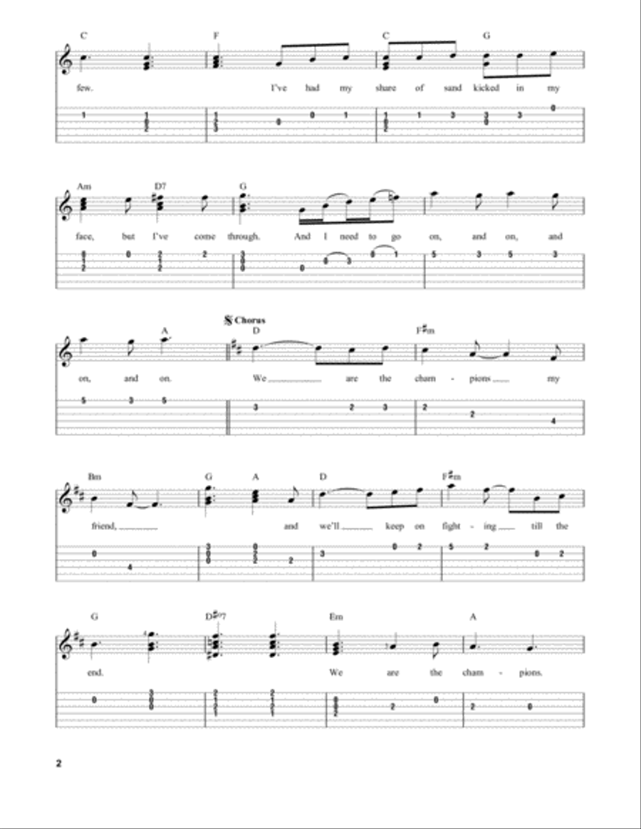 We Are The Champions We Are The Champions Acoustic Guitar scores gallery preview page 2