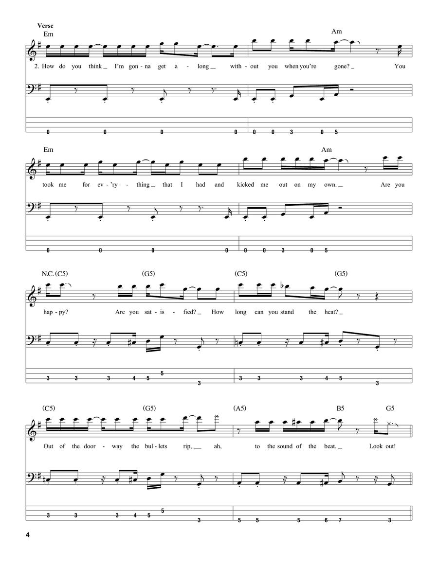 Another One Bites The Dust Acoustic Guitar scores gallery preview page 4