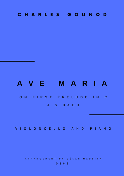 Ave Maria by Bach/Gounod - Cello and Piano (Full Score and Parts) image number null