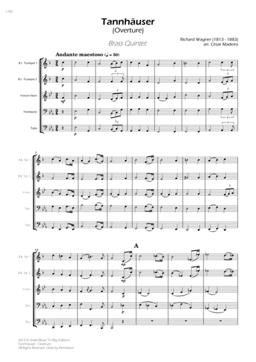 Tannhäuser (Overture) - Brass Quintet (Full Score) - Score Only image number null