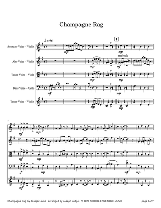 Champagne Rag by Joseph Lamb for String Quartet in Schools