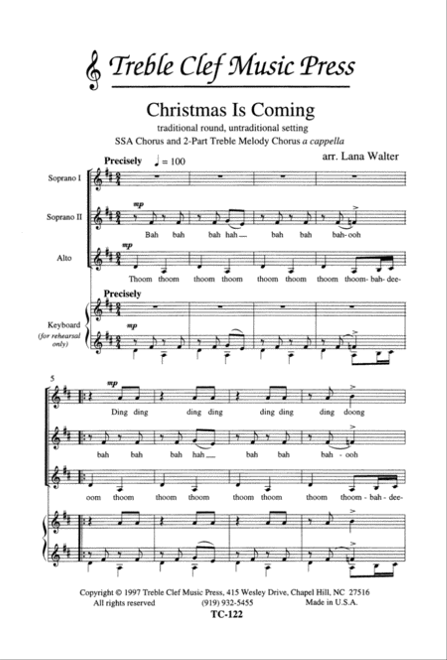 Christmas Is Coming (traditional round) SSA scores gallery preview page 1