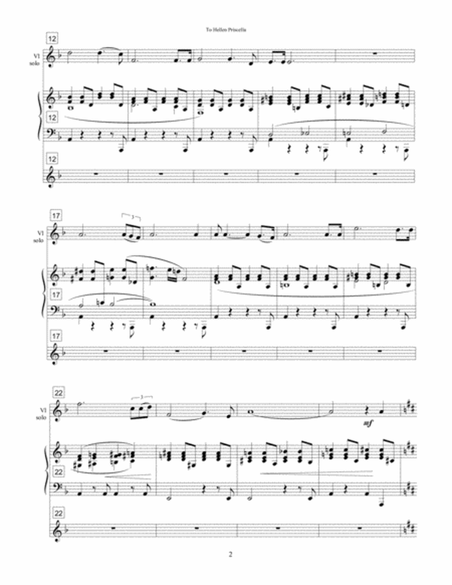 TO HELLEN PRISCELLA for violin and piano - piano score