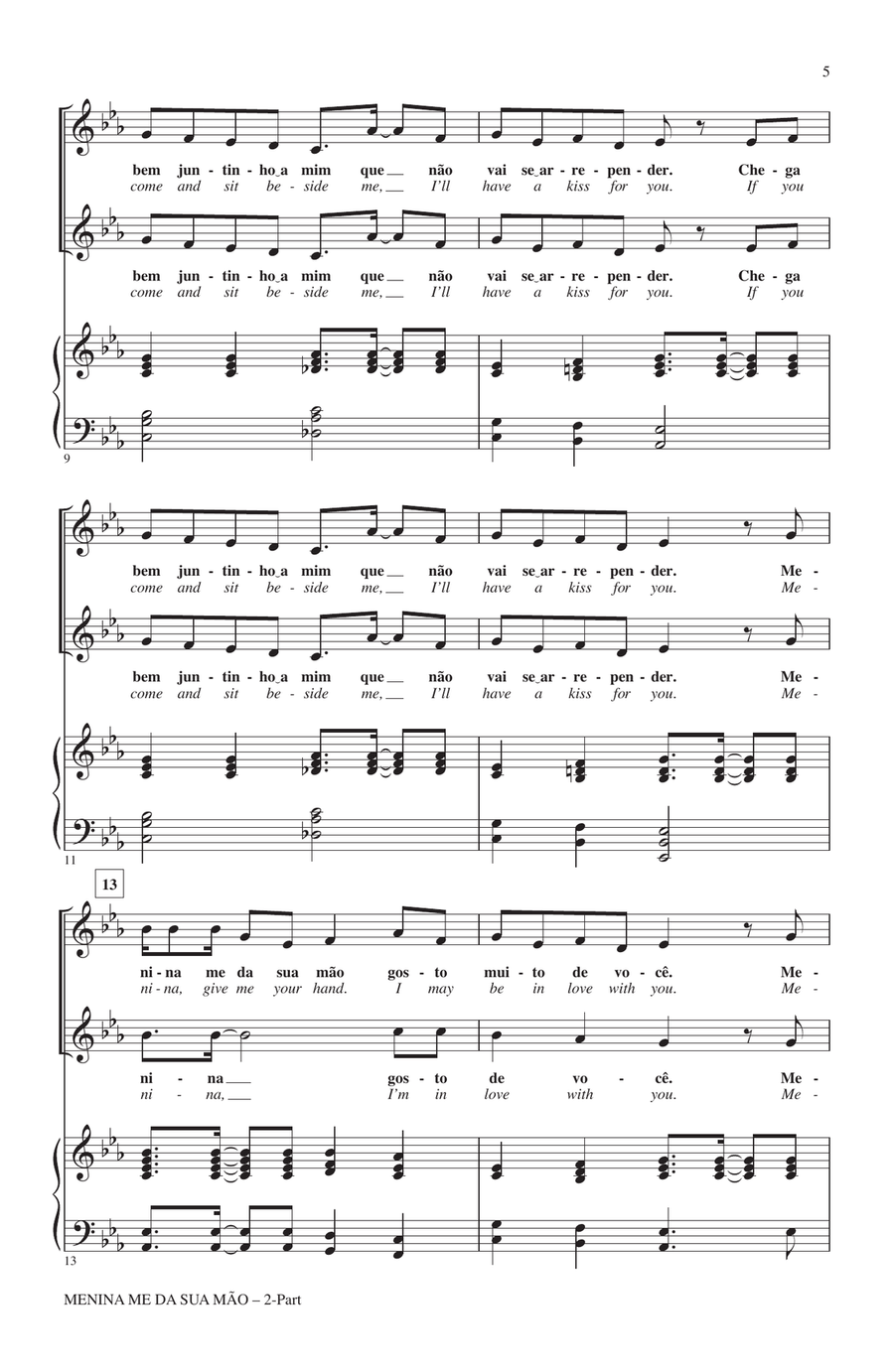 Menina Me Da Sua Mao (Give Me Your Hand, Menina) 2-Part scores gallery preview page 3