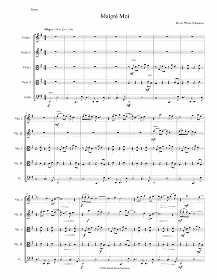 Malgré Moi for string quintet (2 violins, 2 violas, cello) image number null
