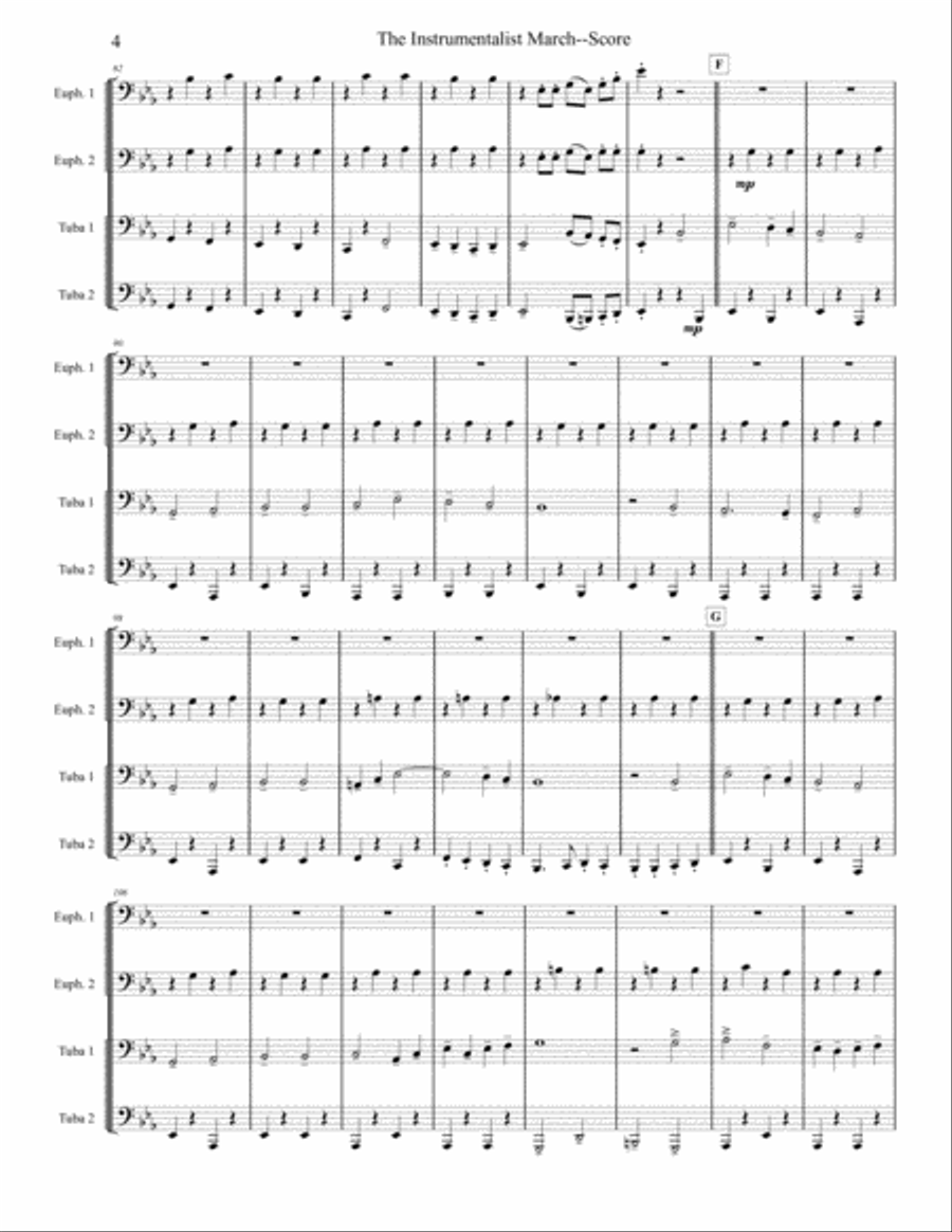 Instrumentalist March - Tuba/Euphonium Quartet Brass Ensemble scores gallery preview page 4