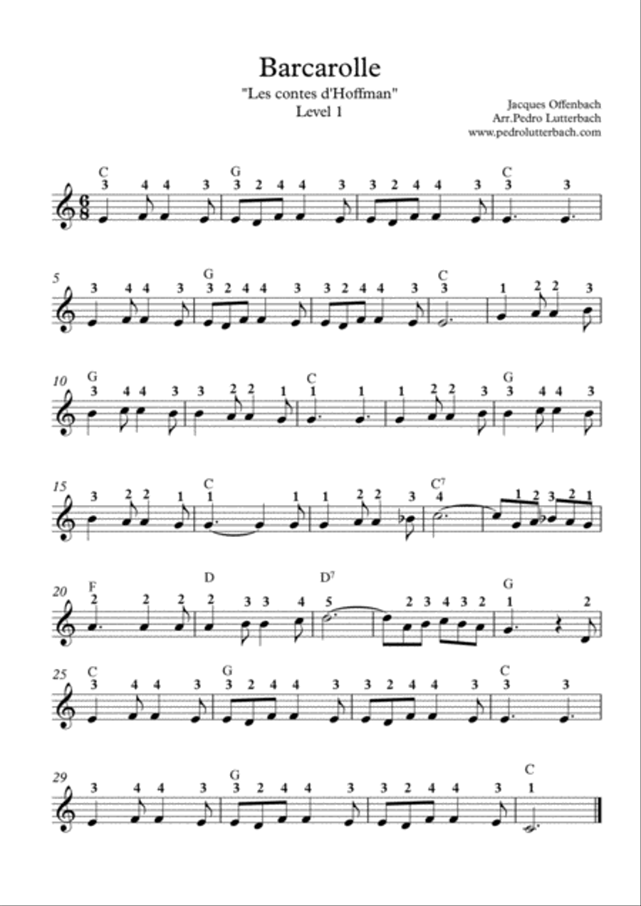 Barcarolle Barcarolle Easy Piano scores gallery preview page 1