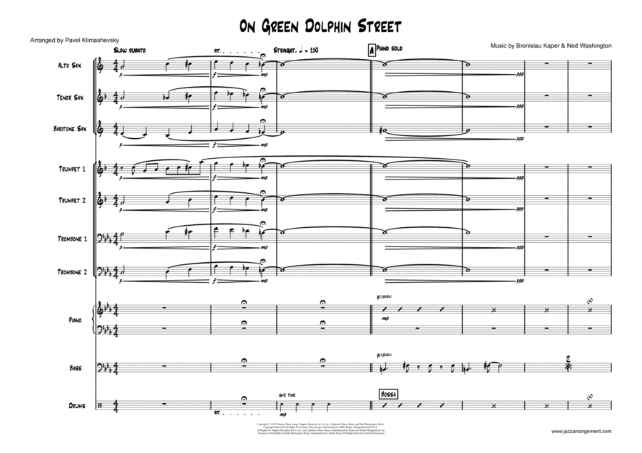On Green Dolphin Street On Green Dolphin Street Jazz Ensemble scores gallery preview page 1