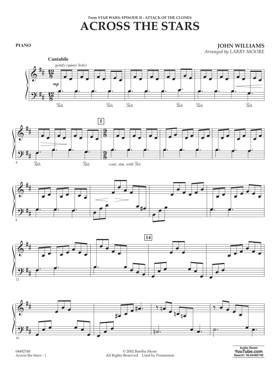 Across The Stars (from Star Wars: Attack of the Clones) (arr. Moore) - Piano String Orchestra scores gallery preview page 1
