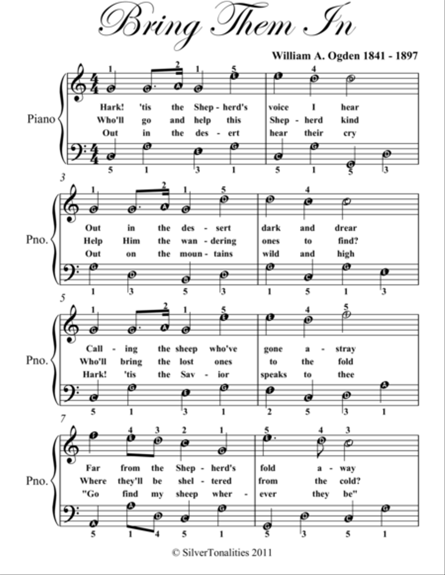 Bring Them In Easy Piano Sheet Music Easy Piano scores gallery preview page 2