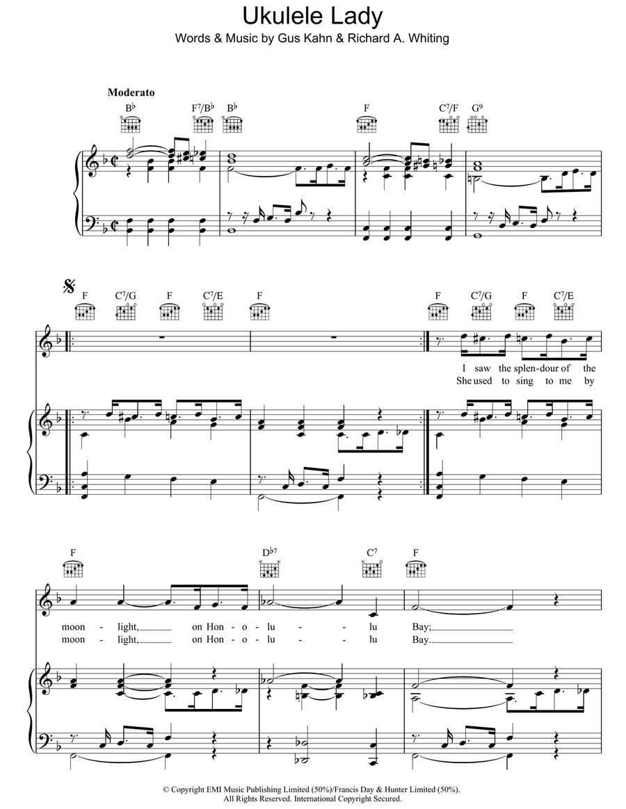 Ukulele Lady Piano, Vocal, Guitar scores gallery preview page 1