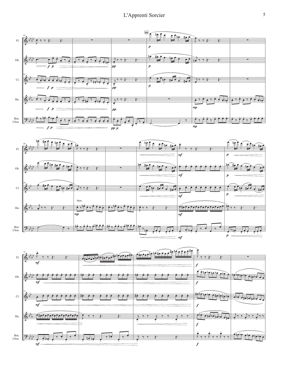 The Sorcerer's Apprentice (for Woodwind Quintet) Woodwind Quintet scores gallery preview page 5