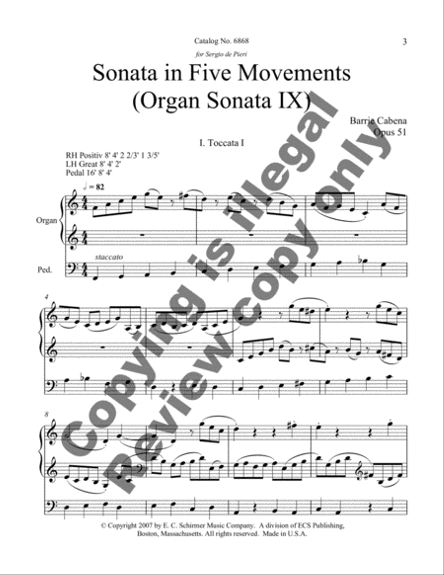 Sonata in Five Movements (Organ Sonata IX) Organ scores gallery preview page 3
