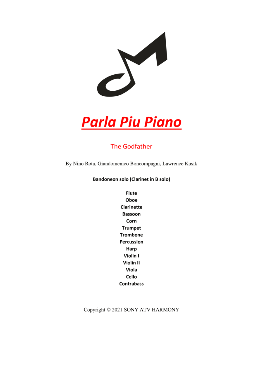 Parla Piu Piano Chamber Orchestra scores gallery preview page 1