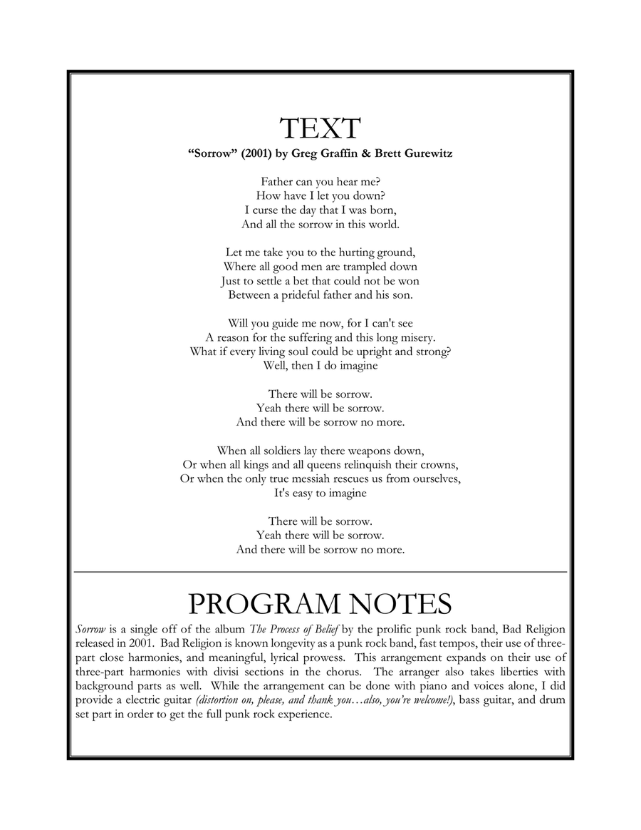 Sorrow 4-Part scores gallery preview page 2