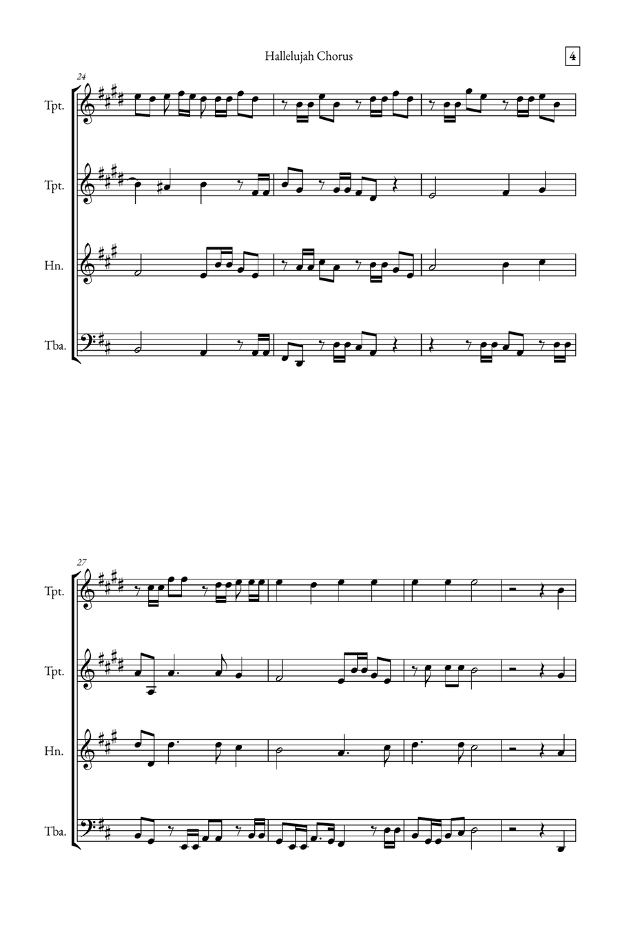 Hallelujah Chorus Brass Quartet scores gallery preview page 4