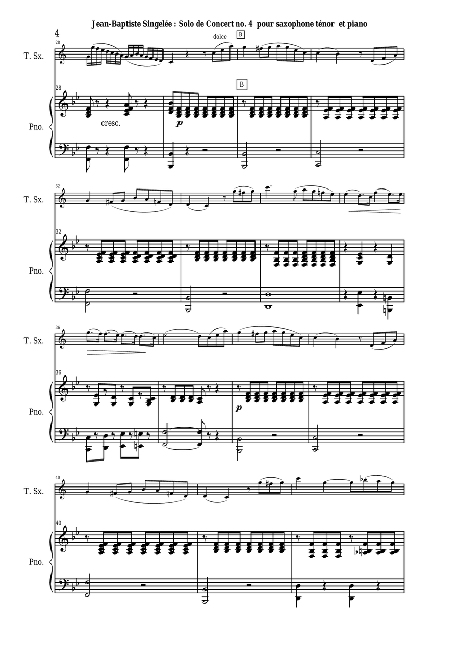 Jean-Baptiste Singelée Solo de Concert no. 4, Opus 84 for tenor saxophone and piano