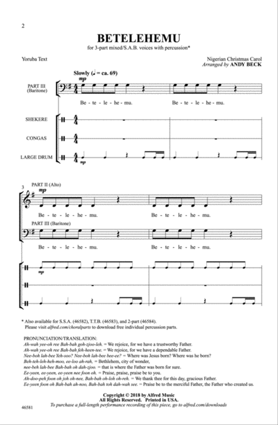 Betelehemu Betelehemu Choir scores gallery preview page 1