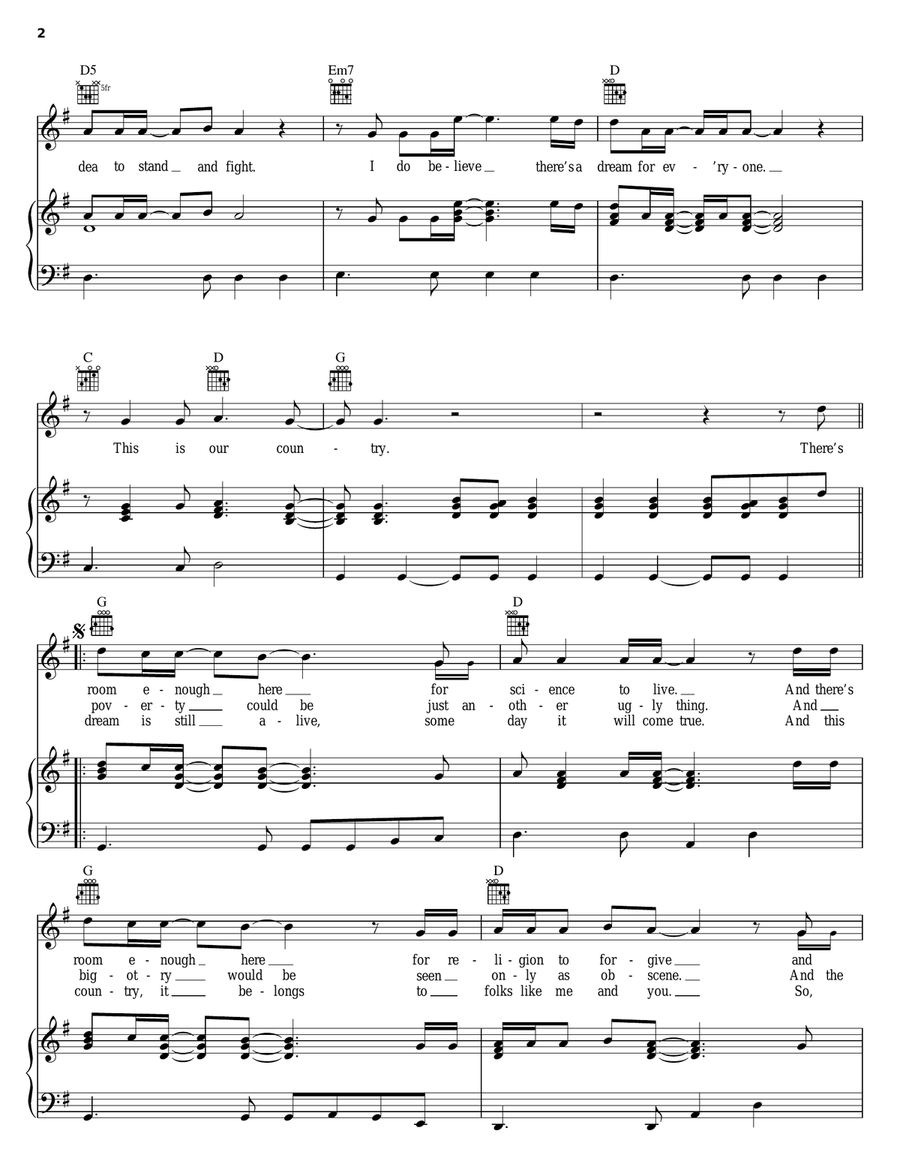 Our Country Piano, Vocal, Guitar scores gallery preview page 2