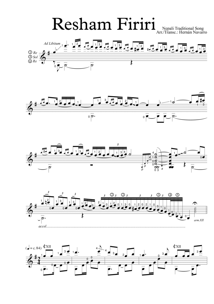 Resham Firiri Acoustic Guitar scores gallery preview page 1