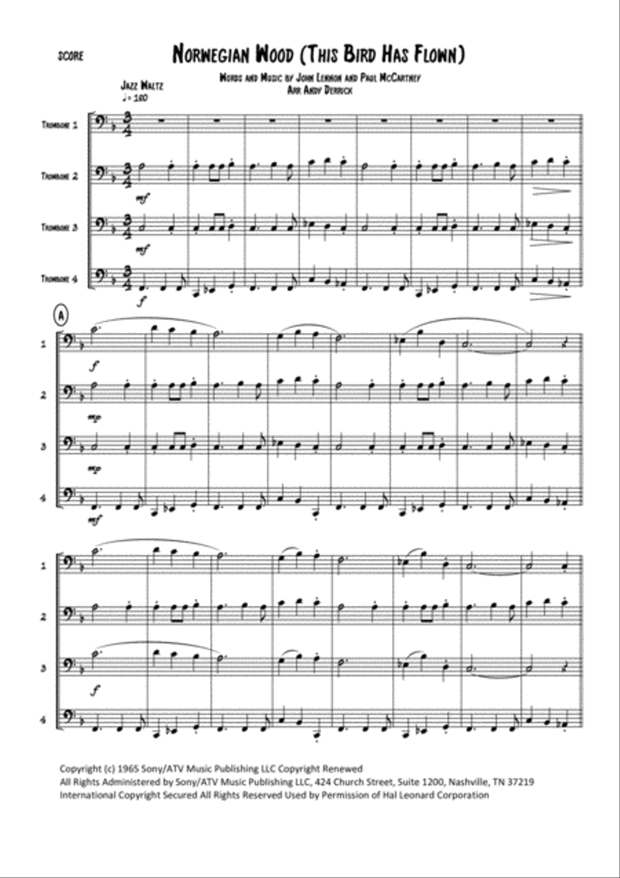 Norwegian Wood (This Bird Has Flown) Norwegian Wood (This Bird Has Flown) Brass Ensemble scores gallery preview page 1