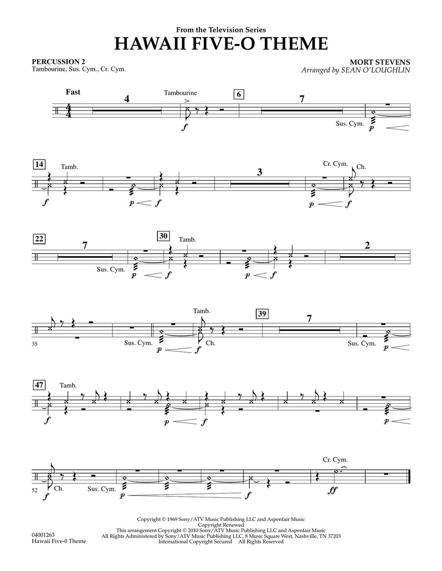 Hawaii Five-O Theme - Percussion 2 Concert Band scores gallery preview page 1