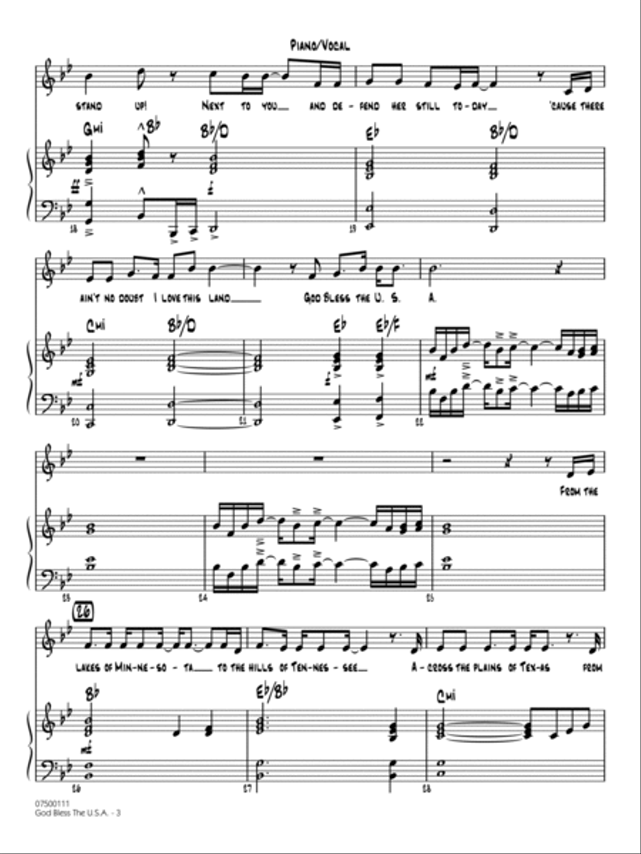God Bless the U.S.A. (arr. Mark Taylor) - Piano/Vocal Jazz Ensemble scores gallery preview page 3