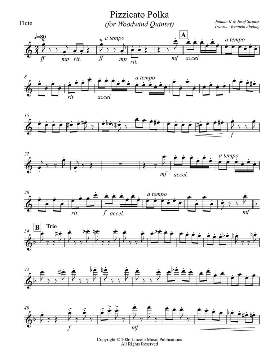 Strauss II – Pizzicato Polka (for Woodwind Quintet) Woodwind Quintet scores gallery preview page 6